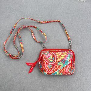 Vera Bradley On the Square Crossbody Womens Quilted Paisley in Paradise Wallet